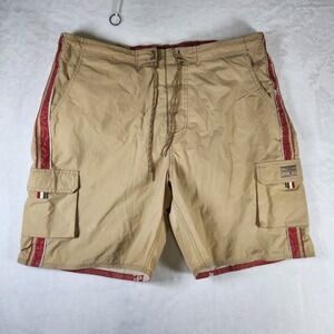 Tommy Hilfiger‎ Men's XXL Tan Cargo Swim Trunks Red Stripe Premium Shorts